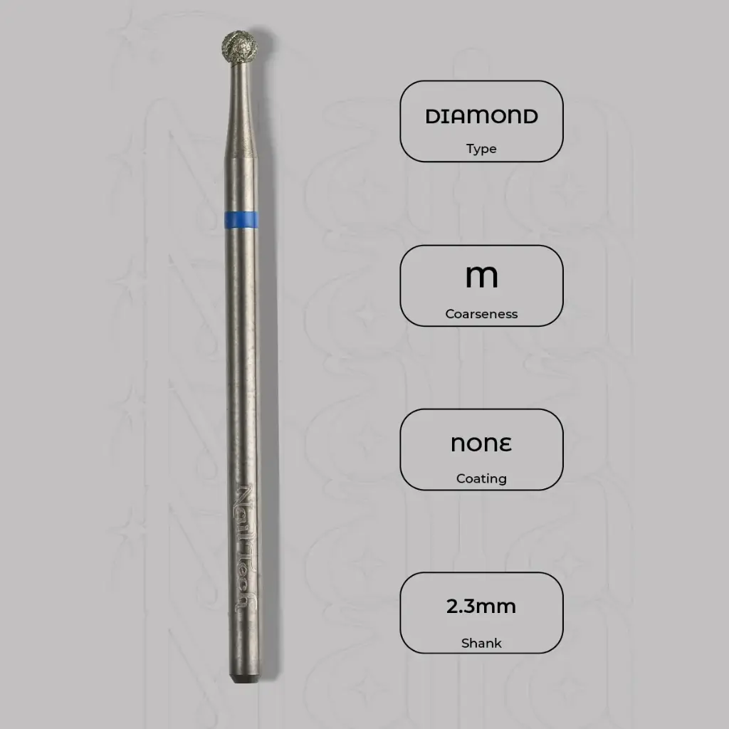 Diamantová fréza kulička Ø2.3 mm - chladicí drážky, střední zrnitost