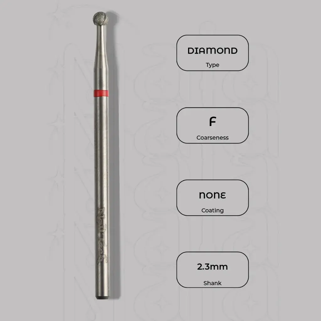 Diamantová fréza kulička Ø2.3 mm - chladicí drážky, jemná zrnitost