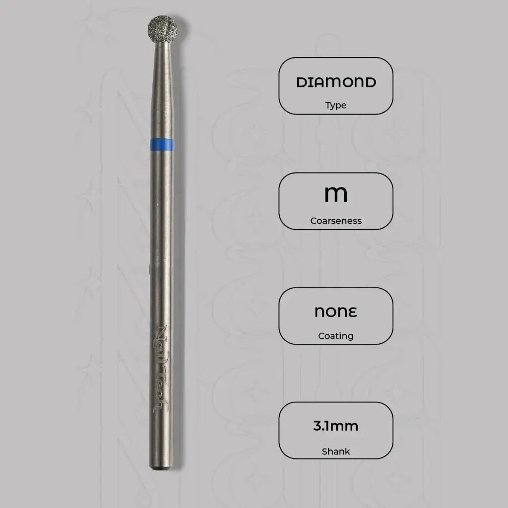 Diamantová fréza kulička Ø3.1 mm - chladicí drážky, střední zrnitost