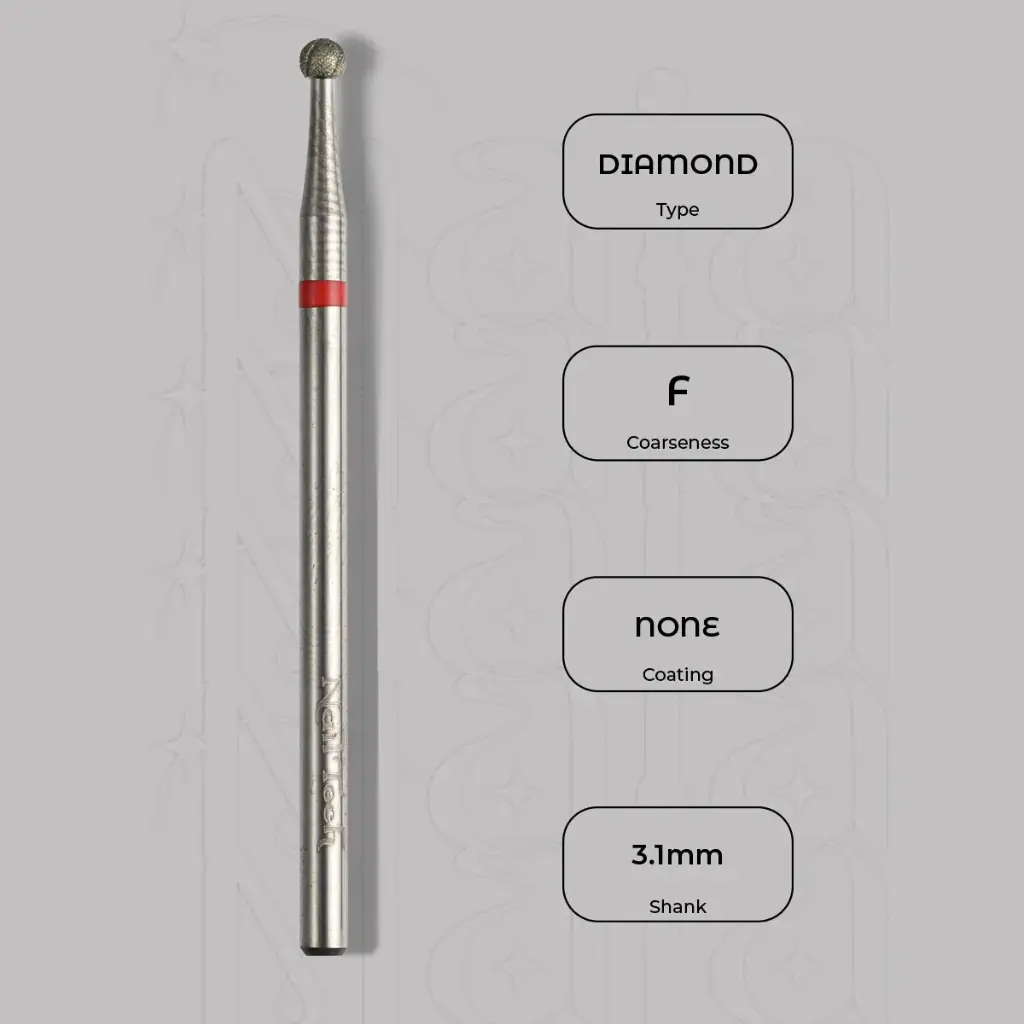 Diamantová fréza kulička Ø3.1 mm - chladicí drážky, jemná zrnitost