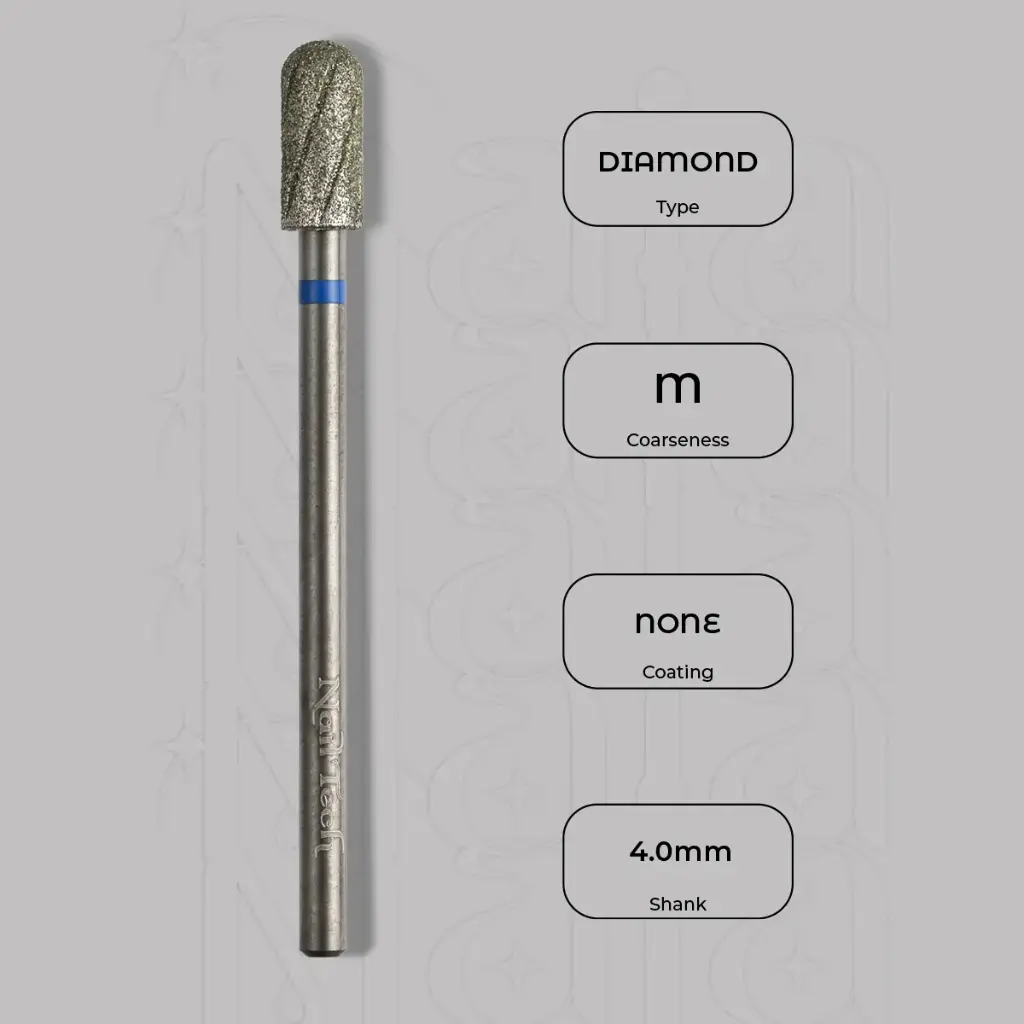 Diamantová zaoblená fréza Ø4.0 mm - chladicí drážky, střední zrnitost