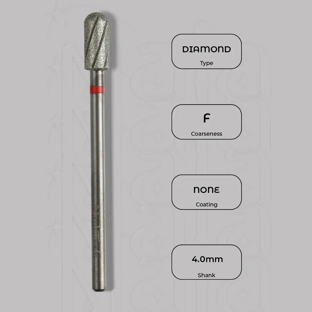 Diamantová zaoblená fréza Ø4.0 mm - chladicí drážky, jemná zrnitost