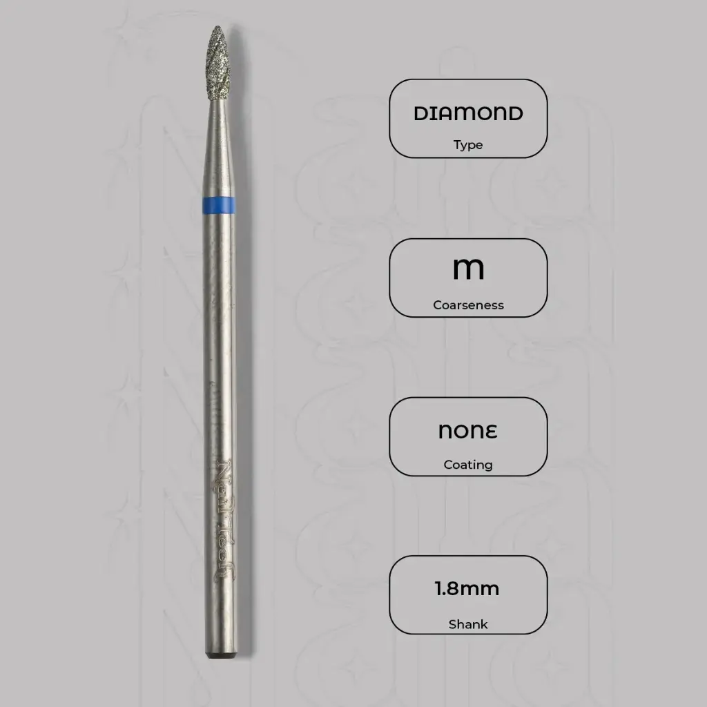 Diamantová fréza mini plamínek Ø1.8 mm - chladicí drážky, střední zrnitost