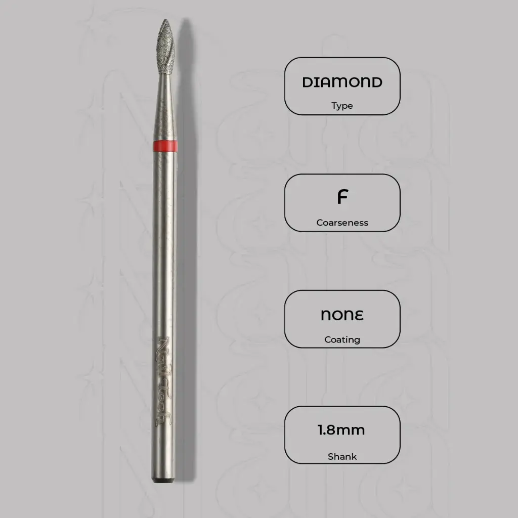 Diamantová fréza mini plamínek Ø1.8 mm - chladicí drážky, jemná zrnitost