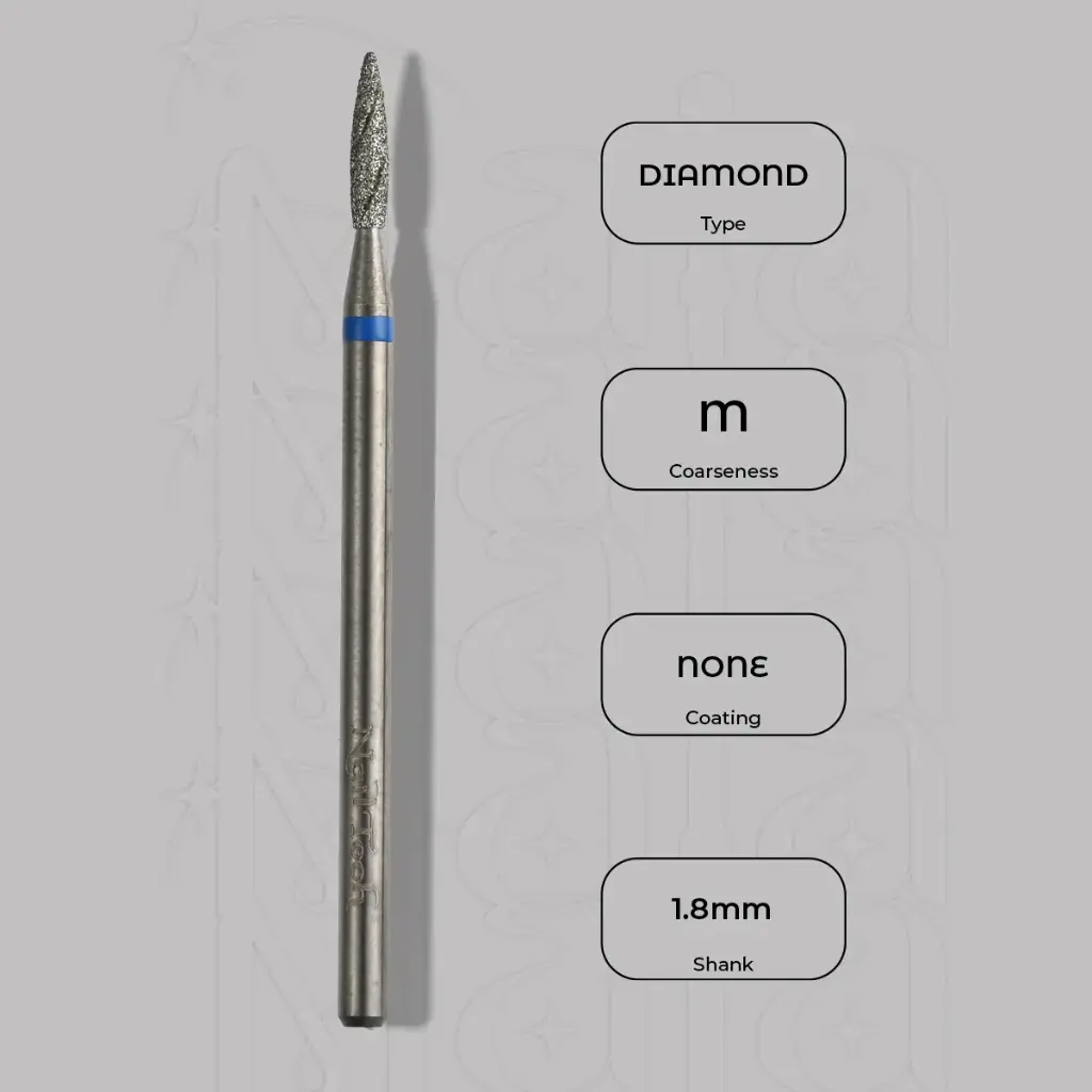Diamantová fréza plamínek Ø1.8 mm - chladicí drážky, střední zrnitost