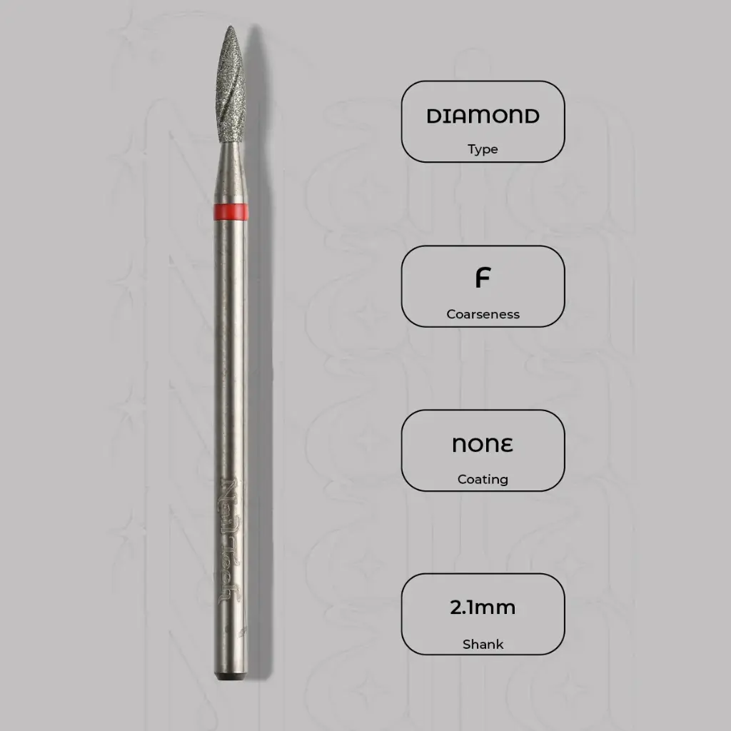 Diamantová fréza plamínek Ø2.1 mm - chladicí drážky, jemná zrnitost