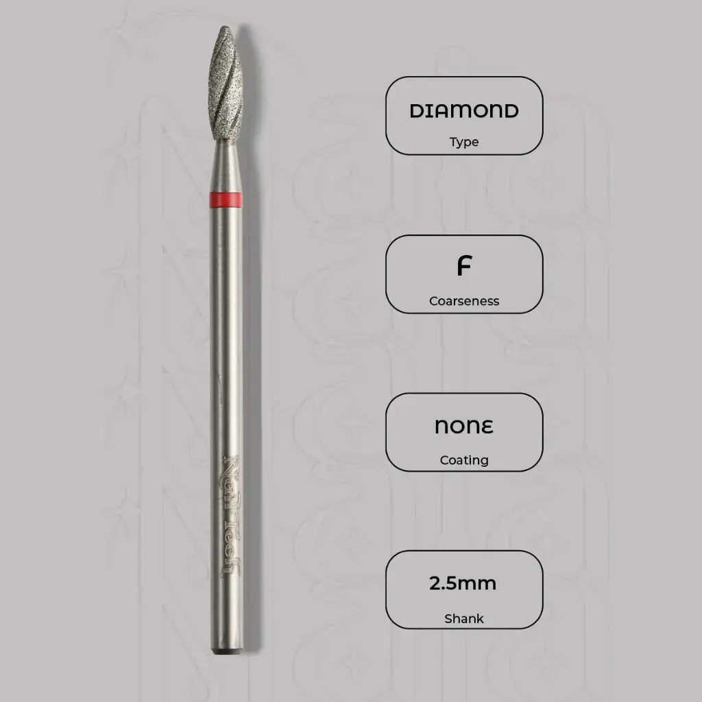 Diamantová fréza plamínek Ø2.5 mm - chladicí drážky, jemná zrnitost