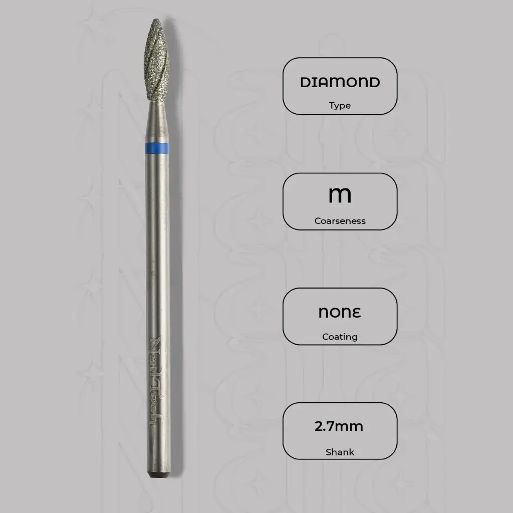 Diamantová fréza plamínek Ø2.7 mm - chladicí drážky, střední zrnitost