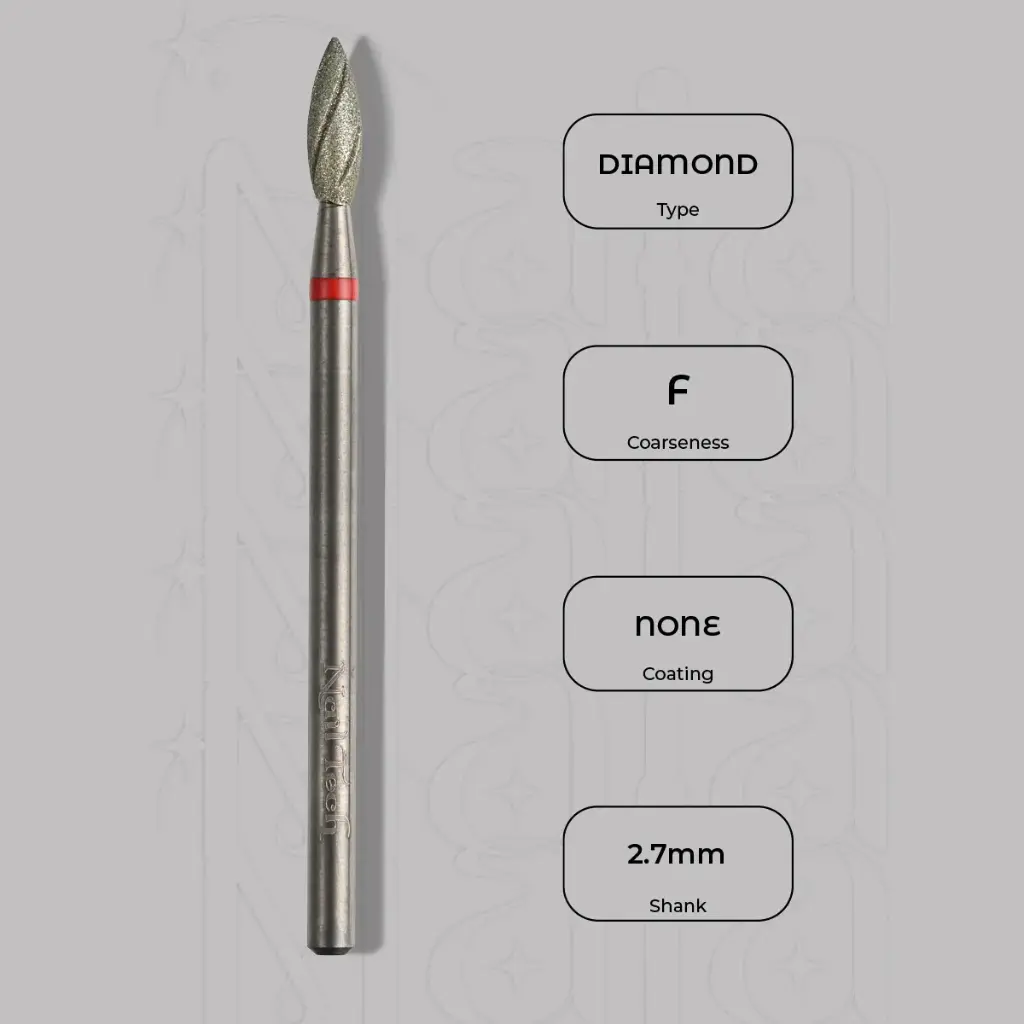 Diamantová fréza plamínek Ø2.7 mm - chladicí drážky, jemná zrnitost