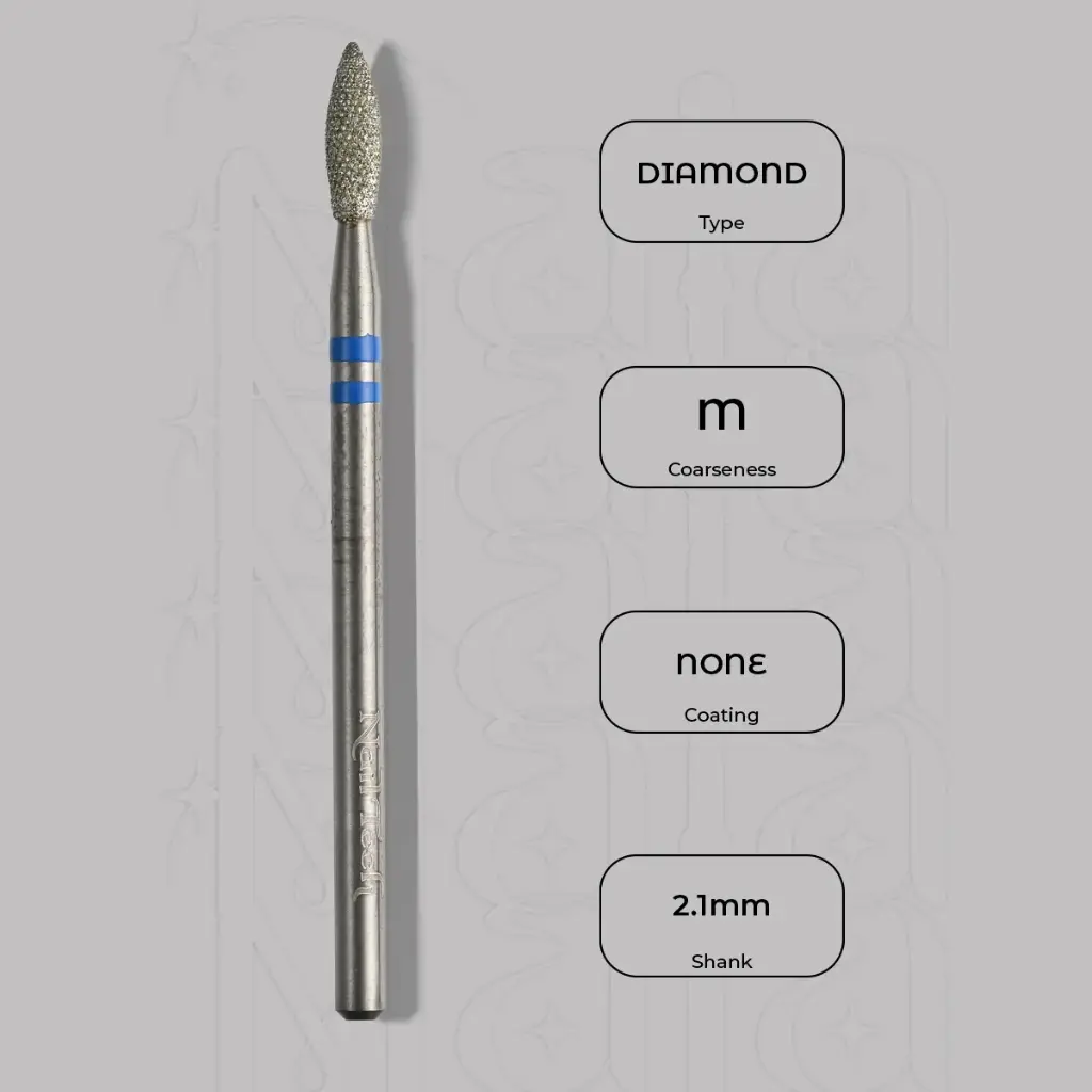 Diamantová fréza plamínek Ø2.1 mm - diamantový řez, střední zrnitost