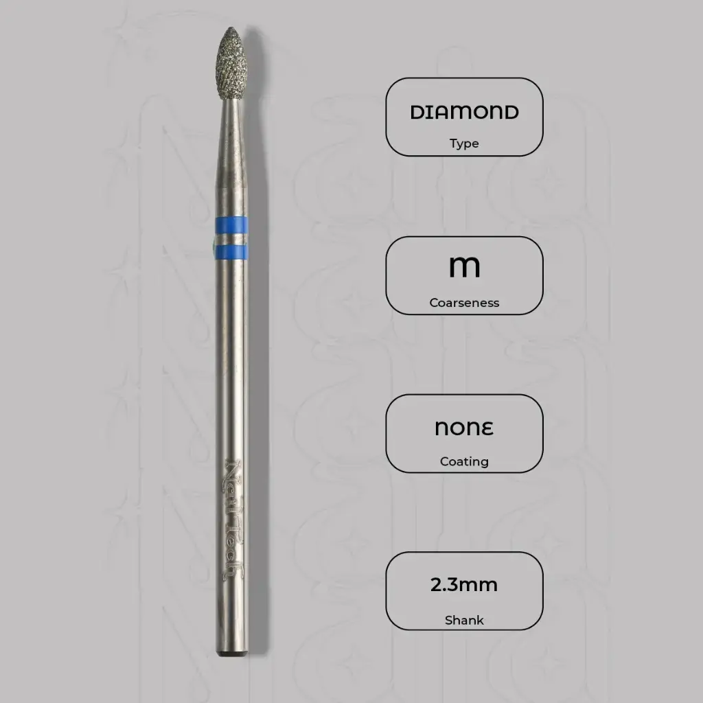 Diamantová fréza mini plamínek Ø2.3 mm - diamantový řez, střední zrnitost