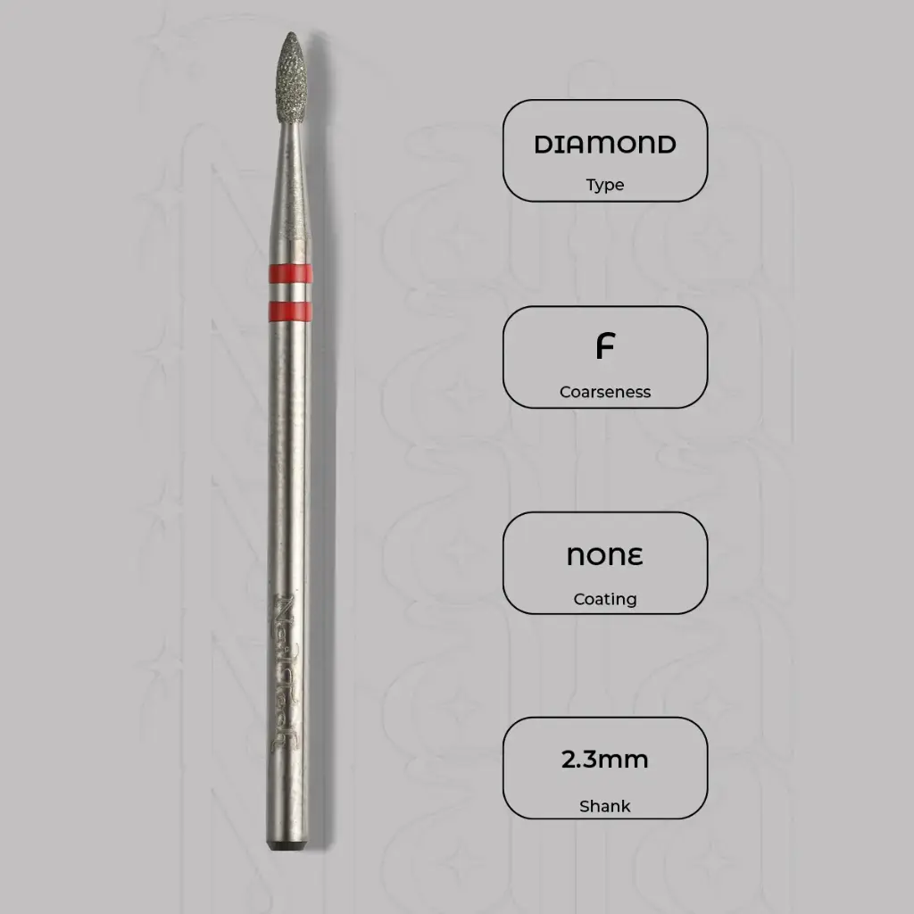 Diamantová fréza mini plamínek Ø2.3 mm - diamantový řez, jemná zrnitost