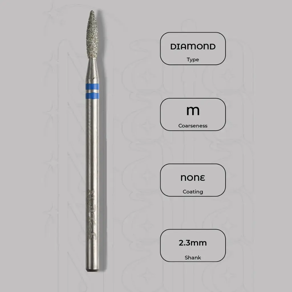 Diamantová fréza plamínek Ø2.3 mm - diamantový řez, střední zrnitost