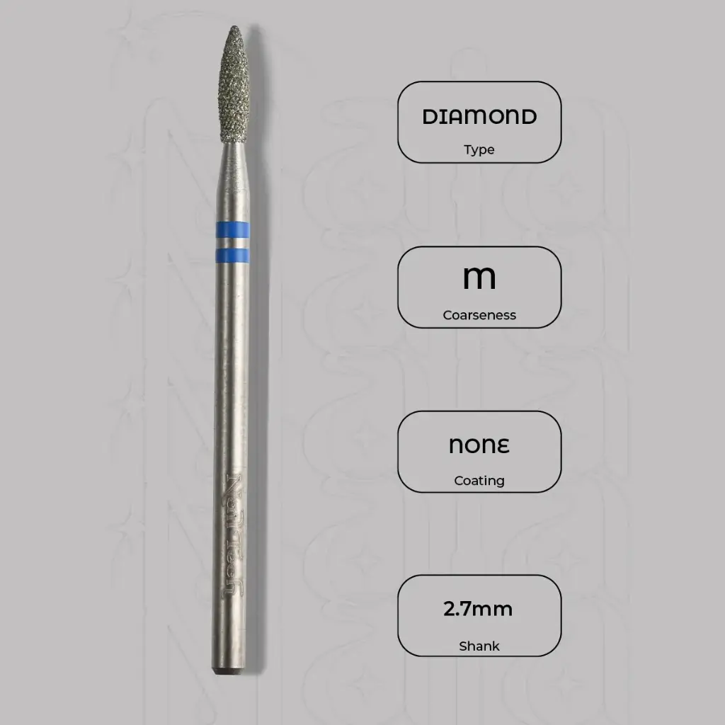 Diamantová fréza plamínek Ø2.7 mm - diamantový řez, střední zrnitost
