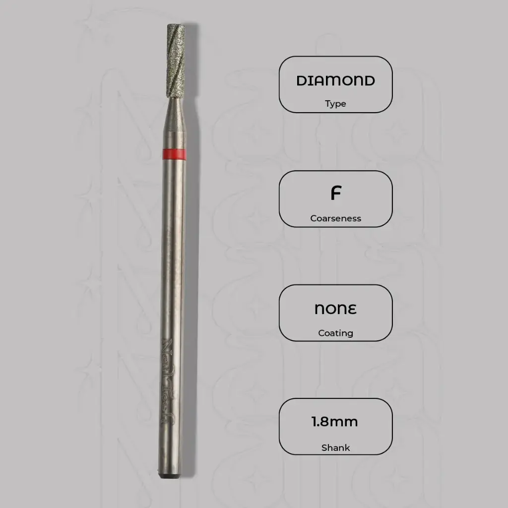 Diamantová fréza válec Ø1.8 mm - chladicí drážky, jemná zrnitost