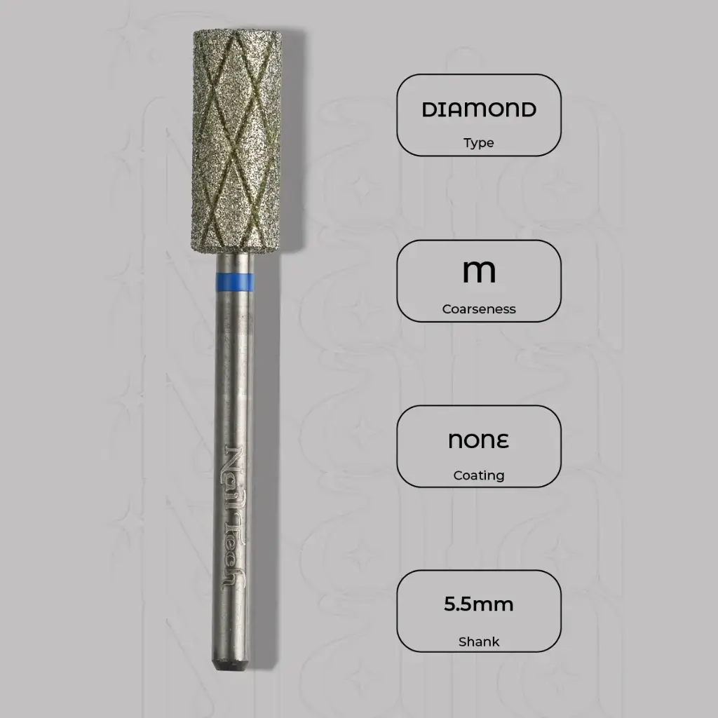 Diamantová fréza válec Ø5.5 mm - chladicí drážky, střední zrnitost