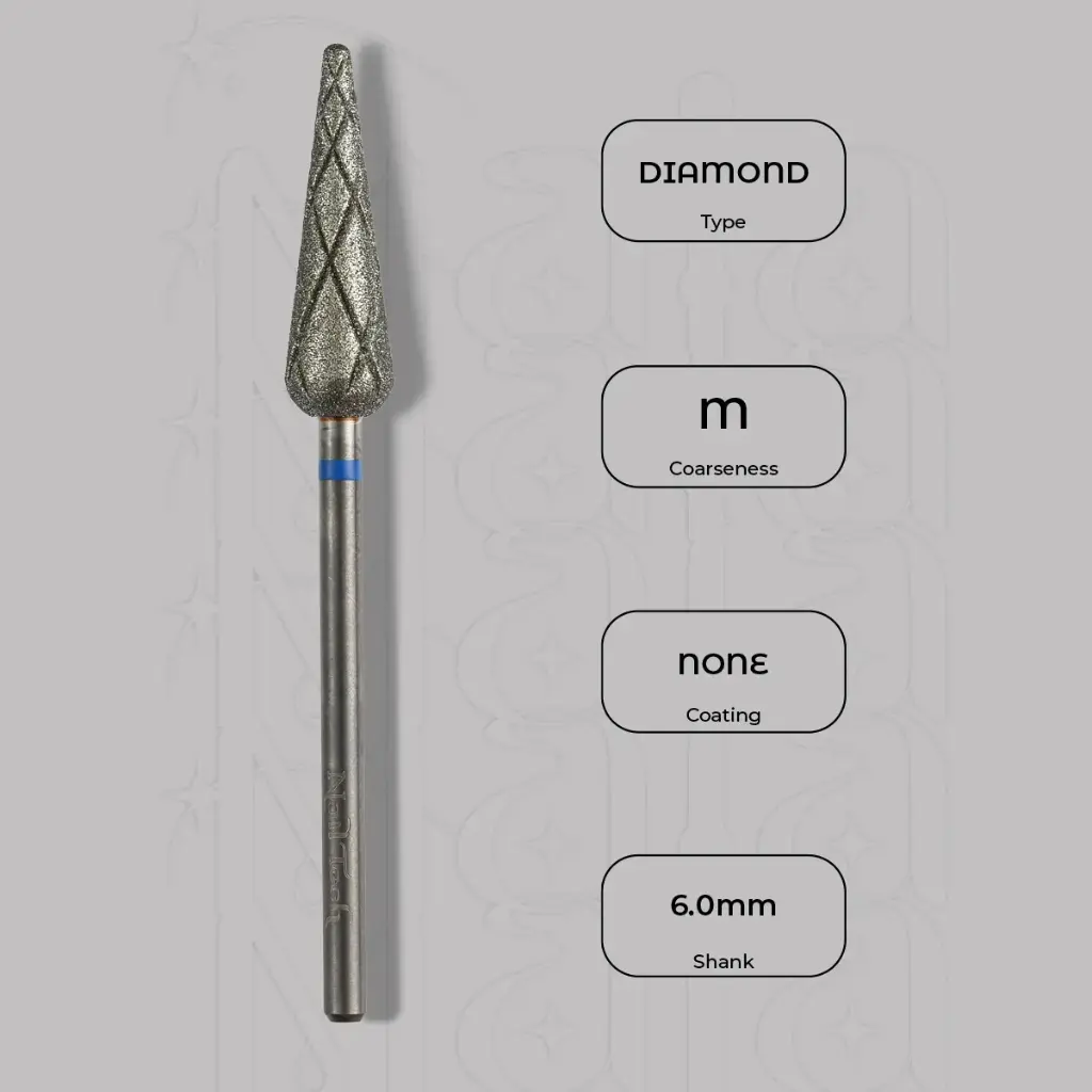 Diamantová fréza pupen Ø6.0 mm - chladicí drážky, střední zrnitost