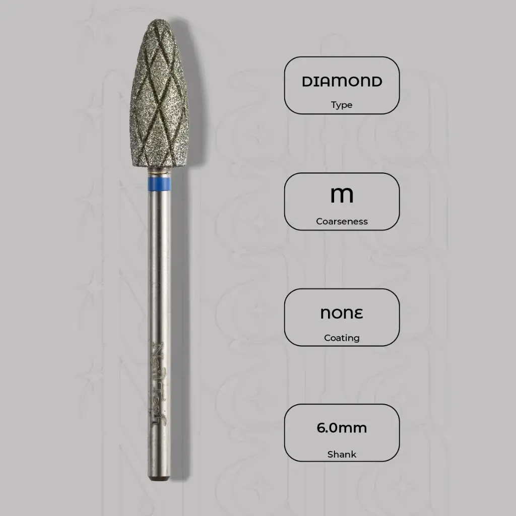 Diamantová fréza kužel kulatý Ø6.0 mm - chladicí drážky, střední zrnitost