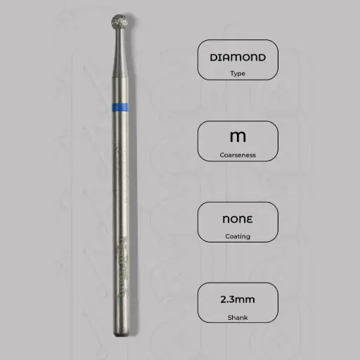 [8000306] Diamantová fréza kulička Ø2.3 mm - střední zrnitost