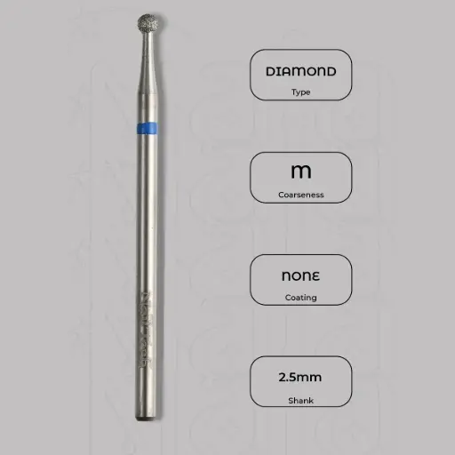 [8000307] Diamantová fréza kulička Ø2.5 mm - střední zrnitost