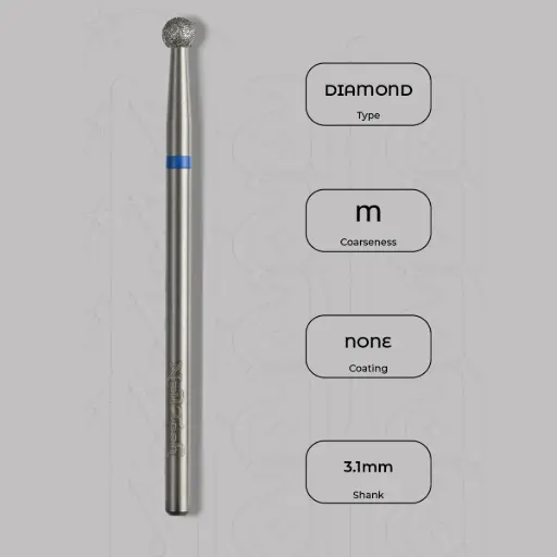 [8000308] Diamantová fréza kulička Ø3.1 mm - střední zrnitost