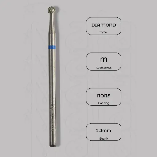 [8005306] Diamantová fréza kulička Ø2.3 mm - chladicí drážky, střední zrnitost