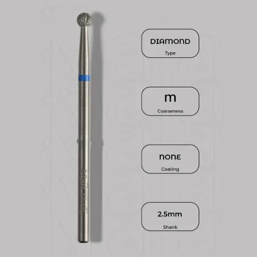 [8005307] Diamantová fréza kulička Ø2.5 mm - chladicí drážky, střední zrnitost
