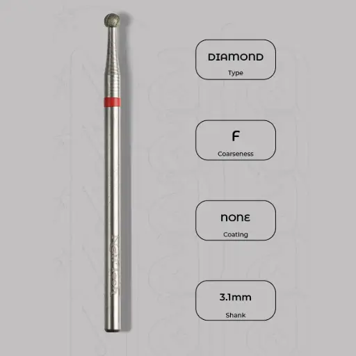 [8005208] Diamantová fréza kulička Ø3.1 mm - chladicí drážky, jemná zrnitost