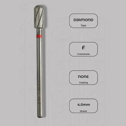 [8005265] Diamantová zaoblená fréza Ø4.0 mm - chladicí drážky, jemná zrnitost