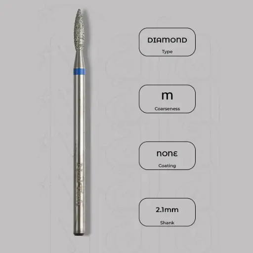 [8000321] Diamantová fréza plamínek Ø2.1 mm - střední zrnitost