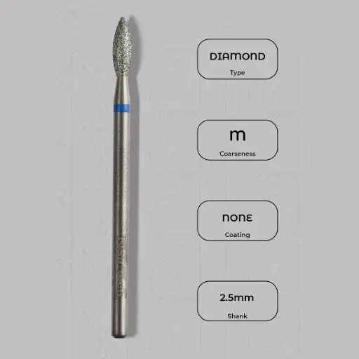 [8000363] Diamantová fréza plamínek Ø2.5 mm - střední zrnitost