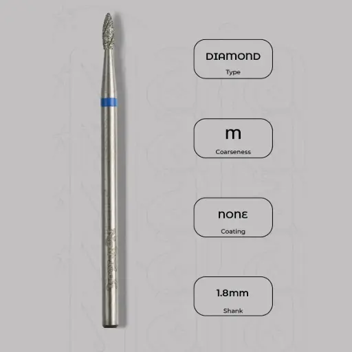 [8006318] Diamantová fréza mini plamínek Ø1.8 mm - chladicí drážky, střední zrnitost