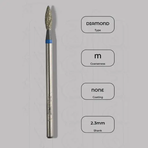 [8005322] Diamantová fréza plamínek Ø2.3 mm - chladicí drážky, střední zrnitost