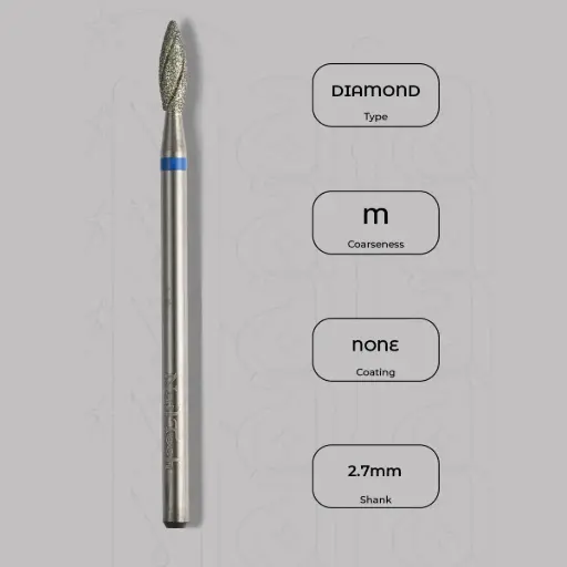 [8005323] Diamantová fréza plamínek Ø2.7 mm - chladicí drážky, střední zrnitost