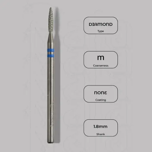 [8003320] Diamantová fréza plamínek Ø1.8 mm - diamantový řez, střední zrnitost
