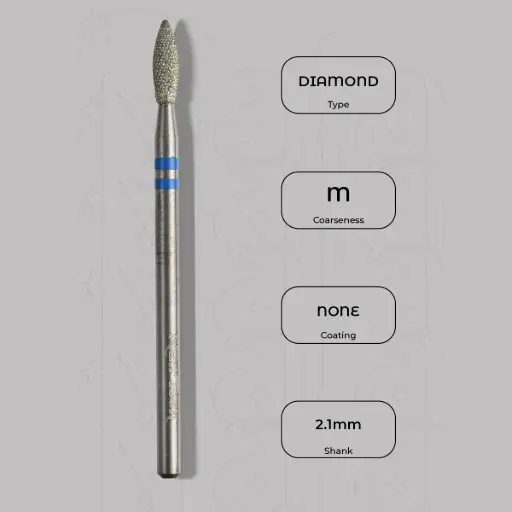 [8003321] Diamantová fréza plamínek Ø2.1 mm - diamantový řez, střední zrnitost