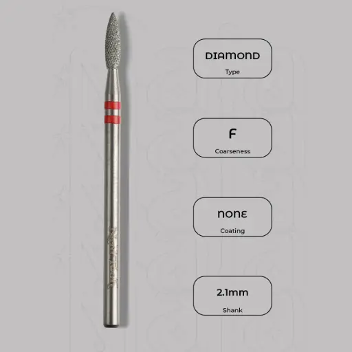 [8003221] Diamantová fréza plamínek Ø2.1 mm - diamantový řez, jemná zrnitost