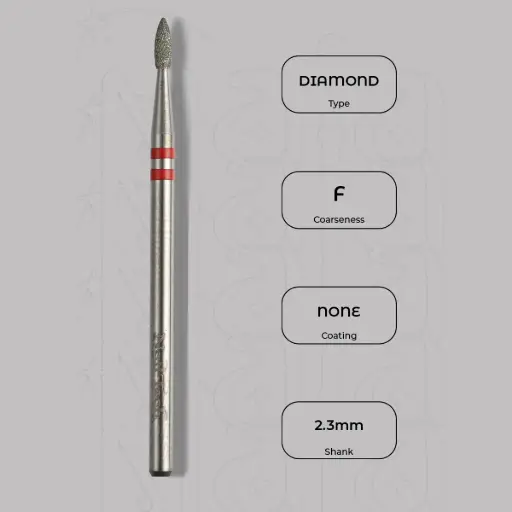 [8006233] Diamantová fréza mini plamínek Ø2.3 mm - diamantový řez, jemná zrnitost