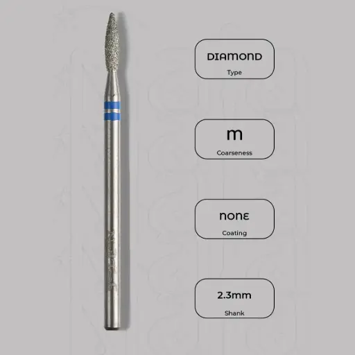 [8003322] Diamantová fréza plamínek Ø2.3 mm - diamantový řez, střední zrnitost