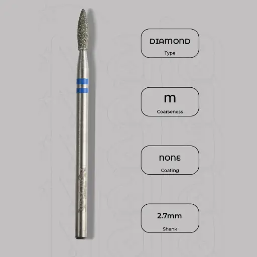 [8003323] Diamantová fréza plamínek Ø2.7 mm - diamantový řez, střední zrnitost