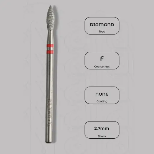 [8003223] Diamantová fréza plamínek Ø2.7 mm - diamantový řez, jemná zrnitost