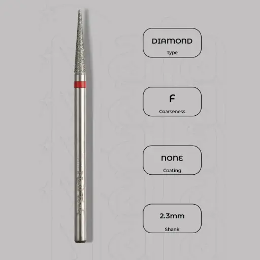 [8002205] Diamantová fréza dlouhý zúžený Ø2.3 mm - jemná zrnitost