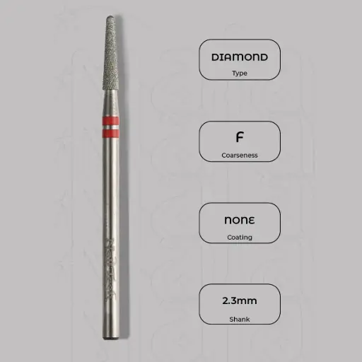 [8008212] Diamantová fréza kužel kulatý Ø2.3 mm - diamantový řez, jemná zrnitost