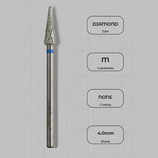 [8005349] Diamantová fréza pupen Ø4.0 mm - chladicí drážky, střední zrnitost