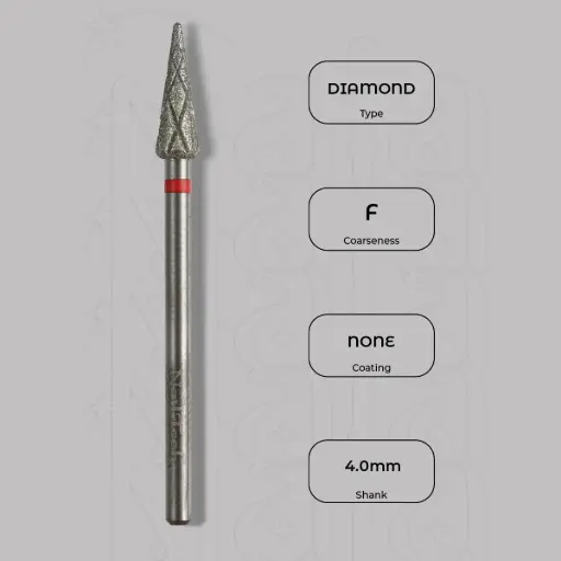 [8005249] Diamantová fréza pupen Ø4.0 mm - chladicí drážky, jemná zrnitost