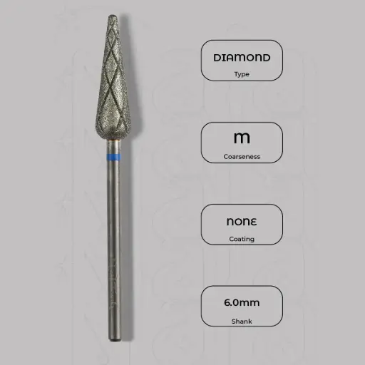 [8007318] Diamantová fréza pupen Ø6.0 mm - chladicí drážky, střední zrnitost