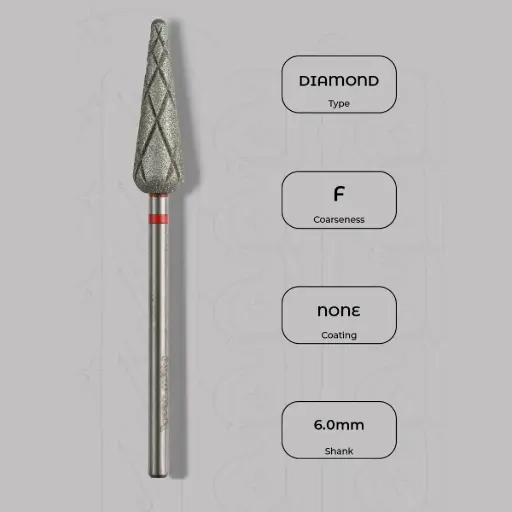 [8007218] Diamantová fréza pupen Ø6.0 mm - chladicí drážky, jemná zrnitost
