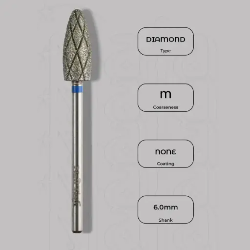 [8007315] Diamantová fréza kužel kulatý Ø6.0 mm - chladicí drážky, střední zrnitost