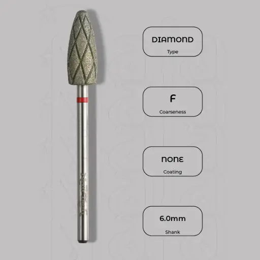 [8007215] Diamantová fréza kužel kulatý Ø6.0 mm - chladicí drážky, jemná zrnitost