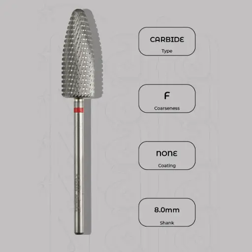 [1101024] Karbidová fréza plamínek na pedikúru Ø8.0 mm - jemná zrnitost